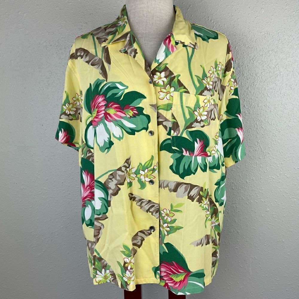 Liz Claiborne Floral Tropical Button Down Shirt Size XL EUC